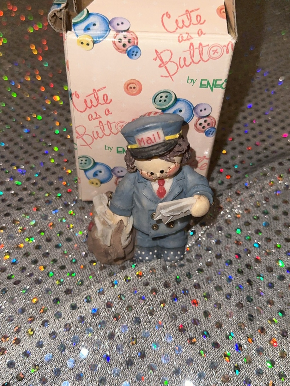 Enesco 1993 Cute as a Button Postman Figurine NIB POSTMAN 628751
